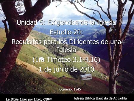 Unidad 5: Exigencias de la Iglesia Estudio 20:
