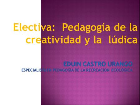 Electiva: Pedagogía de la creatividad y la lúdica.