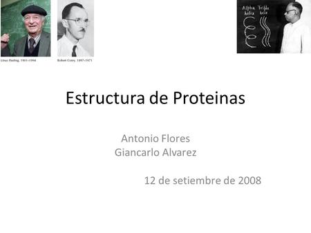 Estructura de Proteinas Antonio Flores Giancarlo Alvarez 12 de setiembre de 2008.