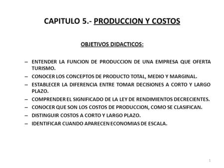 CAPITULO 5.- PRODUCCION Y COSTOS