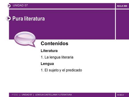 Pura literatura Contenidos Literatura 1. La lengua literaria Lengua