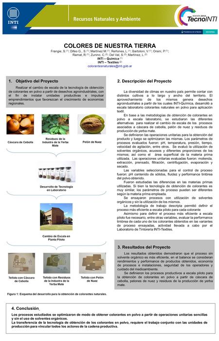 1.Objetivo del Proyecto Realizar el cambio de escala de la tecnología de obtención de colorantes en polvo a partir de desechos agroindustriales, con el.