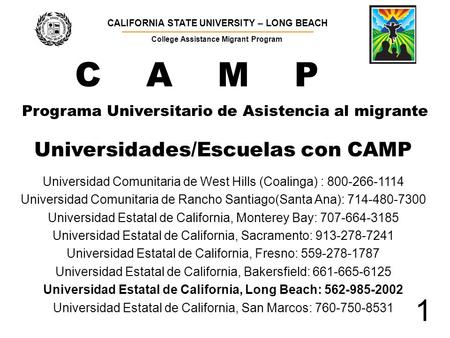 Programa Universitario de Asistencia al migrante CALIFORNIA STATE UNIVERSITY – LONG BEACH ▬▬▬▬▬▬▬▬▬▬▬▬▬▬▬▬▬▬▬▬▬▬▬▬▬▬▬▬▬▬▬▬▬▬▬▬▬▬ College Assistance Migrant.