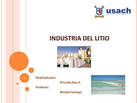 INDUSTRIA DEL LITIO Realizado por: Priscilla Diaz S. Profesor: Renato Sariego. 1.