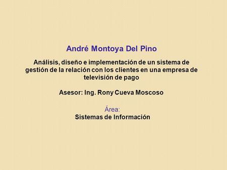 André Montoya Del Pino Análisis, diseño e implementación de un sistema de gestión de la relación con los clientes en una empresa de televisión de pago.