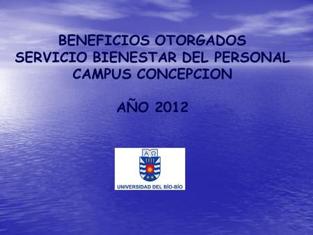 BENEFICIOS OTORGADOS SERVICIO BIENESTAR DEL PERSONAL CAMPUS CONCEPCION AÑO 2012.