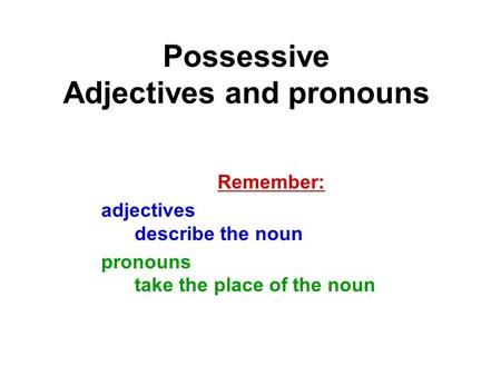 Possessive Adjectives and pronouns
