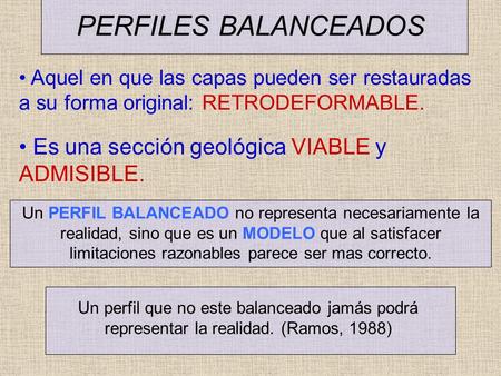 PERFILES BALANCEADOS Es una sección geológica VIABLE y ADMISIBLE.