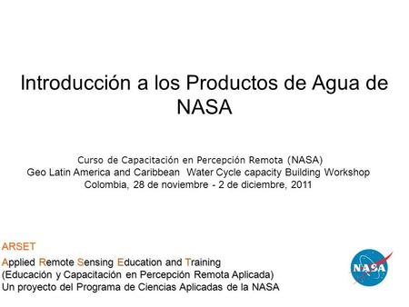 Introducción a los Productos de Agua de NASA