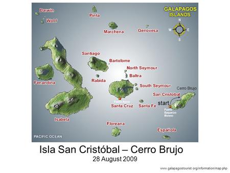 Cerro Brujo Isla San Cristóbal – Cerro Brujo 28 August 2009 www.galapagostourist.org/information/map.php start.