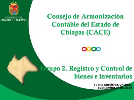 Consejo de Armonización Contable del Estado de Chiapas (CACE) Grupo 2. Registro y Control de bienes e inventarios Tuxtla Gutiérrez, Chiapas. Septiembre.