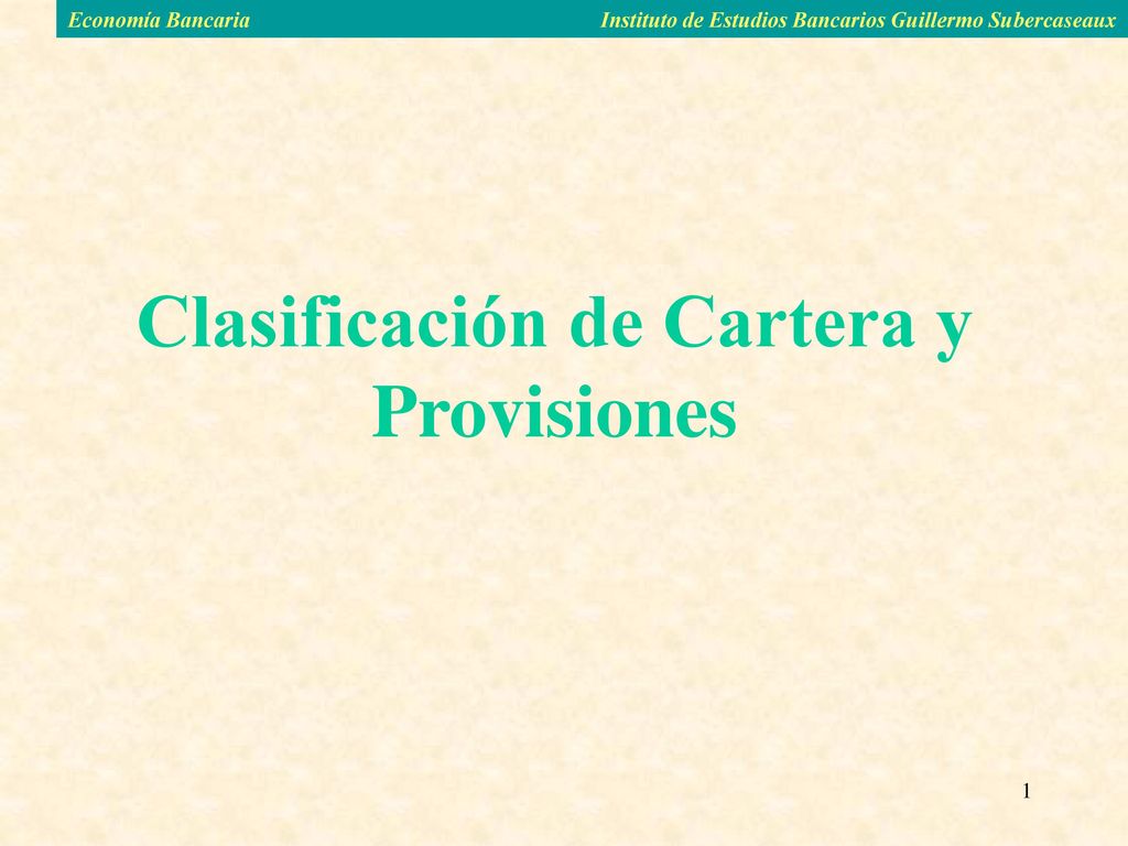 Clasificación de Cartera y Provisiones - ppt descargar