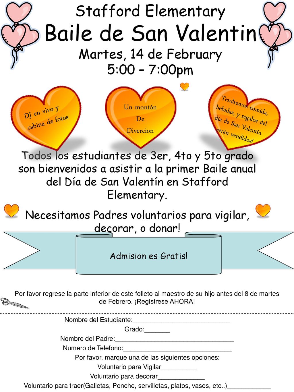 Stafford Elementary Baile de San Valentin Martes, 14 de February 5:00 –  7:00pm Tendremos comida, bebidas, y regalos del día de San Valentín serán  vendidos! - ppt descargar