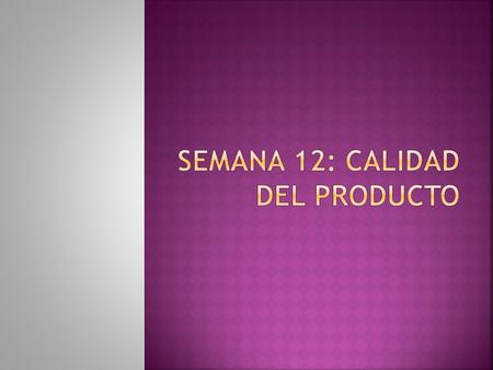 SEMANA 12: CALIDAD DEL PRODUCTO