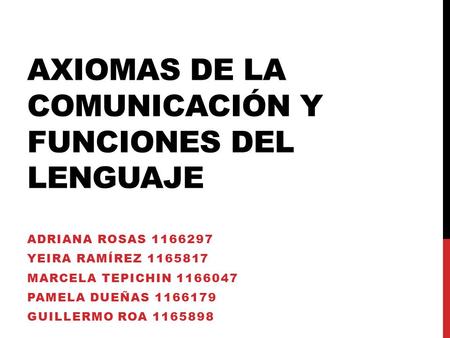 Axiomas de la comunicación y funciones del lenguaje