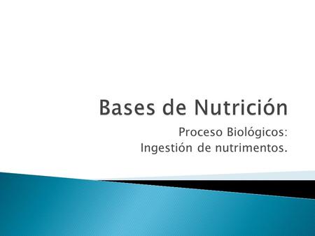 Proceso Biológicos: Ingestión de nutrimentos.