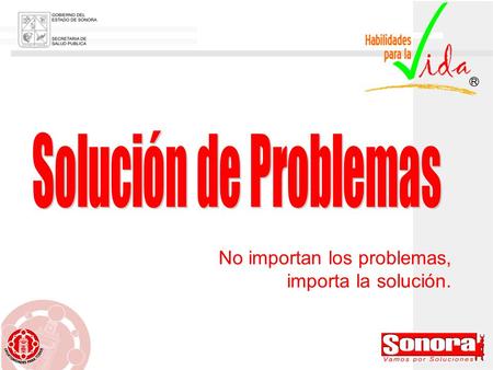 No importan los problemas, importa la solución.. Solución de problemas es: La capacidad de tomar decisiones y encuentra su máxima expresión en la habilidad.