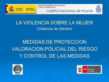 LA VIOLENCIA SOBRE LA MUJER (Violencia de Género) MEDIDAS DE PROTECCION VALORACION POLICIAL DEL RIESGO Y CONTROL DE LAS MEDIDAS.