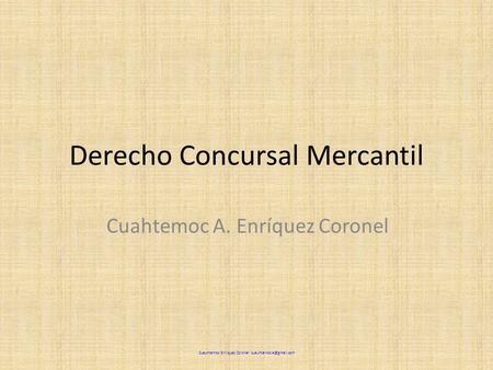 Derecho Concursal Mercantil