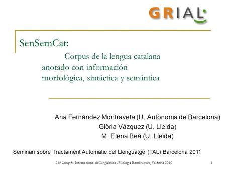 SenSemCat:. Corpus de la lengua catalana. anotado con información