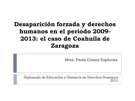 Diplomado de Educación a Distancia en Derechos Humanos 2013
