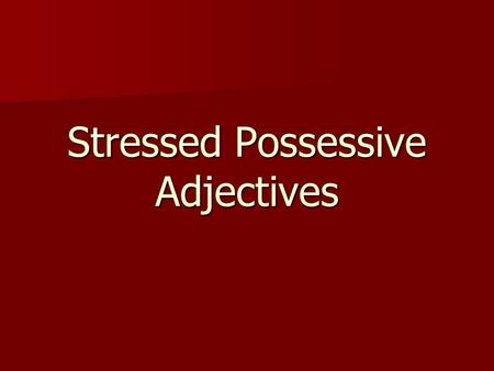 Stressed Possessive Adjectives