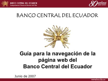 Guía para la navegación de la página web del Banco Central del Ecuador