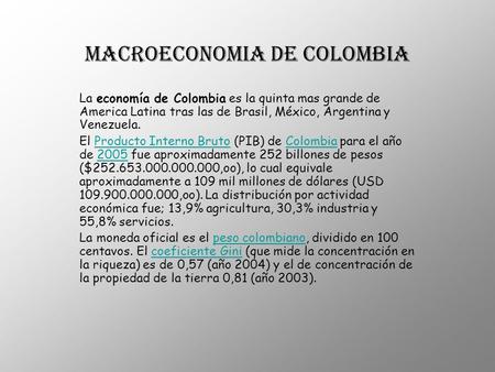 MACROECONOMIA DE COLOMBIA