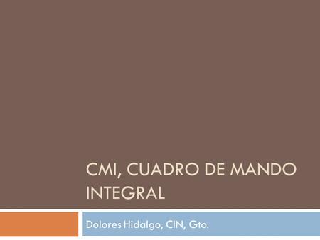 CMI, Cuadro de Mando Integral