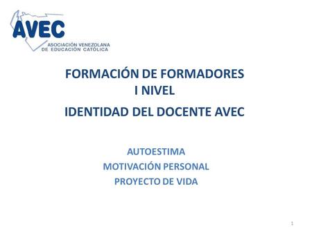 FORMACIÓN DE FORMADORES I NIVEL IDENTIDAD DEL DOCENTE AVEC