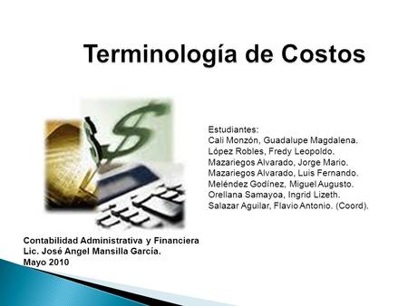 Terminología de Costos