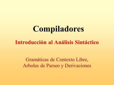 Introducción al Análisis Sintáctico