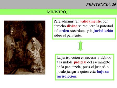 PENITENCIA, 20 MINISTRO, 1 Para administrar válidamente, por derecho divino se requiere la potestad del orden sacerdotal y la jurisdicción sobre el penitente.