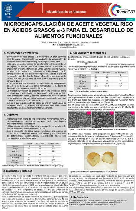 Se utilizó esta muestra para preparar un pan fortificado en una concentración de 5% w/w, la cual representa 0,3 g de  -3 por porción (50 g). Se analizó.