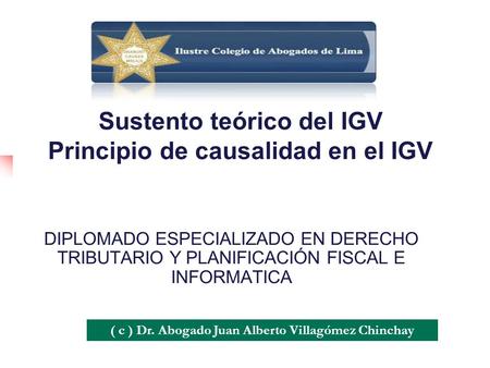 Sustento teórico del IGV Principio de causalidad en el IGV