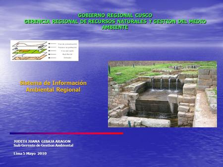 GOBIERNO REGIONAL CUSCO GERENCIA REGIONAL DE RECURSOS NATURALES Y GESTION DEL MEDIO AMBIENTE JUDITH JUANA GIBAJA ARAGON Sub Gerente de Gestion Ambiental.