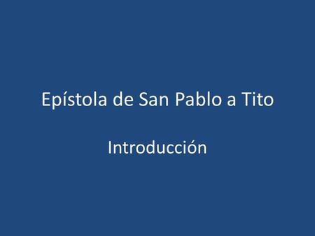 Epístola de San Pablo a Tito