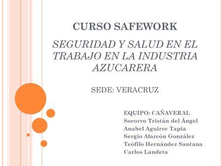 EQUIPO: CAÑAVERAL Socorro Tristán del Ángel Anabel Aguirre Tapia