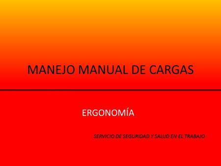 MANEJO MANUAL DE CARGAS