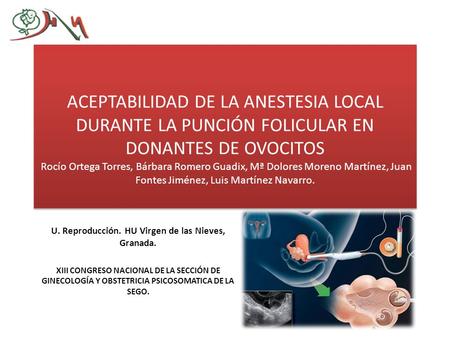 ACEPTABILIDAD DE LA ANESTESIA LOCAL DURANTE LA PUNCIÓN FOLICULAR EN DONANTES DE OVOCITOS Rocío Ortega Torres, Bárbara Romero Guadix, Mª Dolores Moreno.
