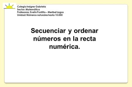 Secuenciar y ordenar números en la recta numérica.