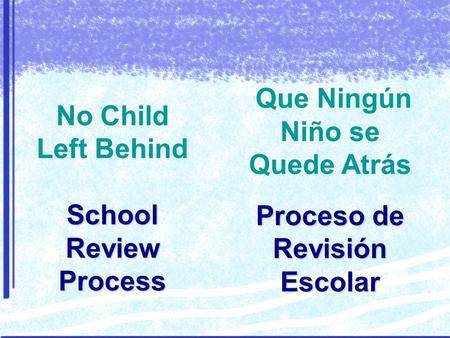 School Review Process No Child Left Behind School Review Process Proceso de Revisión Escolar Que Ningún Niño se Quede Atrás Proceso de Revisión Escolar.
