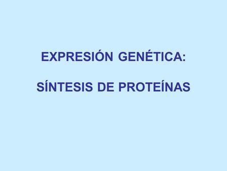 EXPRESIÓN GENÉTICA: SÍNTESIS DE PROTEÍNAS. El código genético Características: Específico Degenerado (con redundancias) Universal (algunas excepciones)