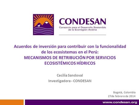 Cecilia Sandoval Investigadora - CONDESAN