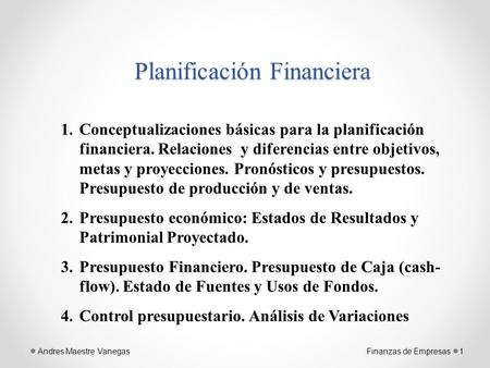 Planificación Financiera
