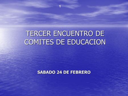 TERCER ENCUENTRO DE COMITES DE EDUCACION TERCER ENCUENTRO DE COMITES DE EDUCACION SABADO 24 DE FEBRERO 1.