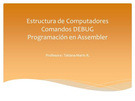 Estructura de Computadores Comandos DEBUG Programación en Assembler Profesora : Tatiana Marín R.