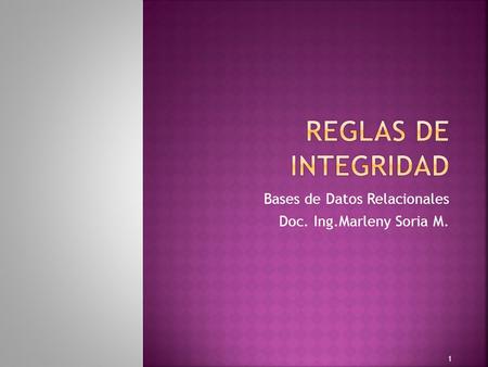 Bases de Datos Relacionales Doc. Ing.Marleny Soria M.