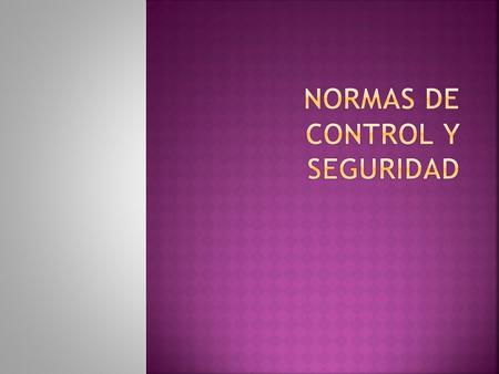 NORMAS DE CONTROL Y SEGURIDAD