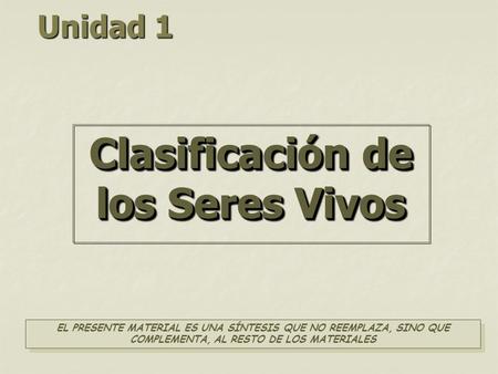 Clasificación de los Seres Vivos